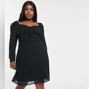 Fashion Union/ASOS Black Eyelet Milkmaid Dress